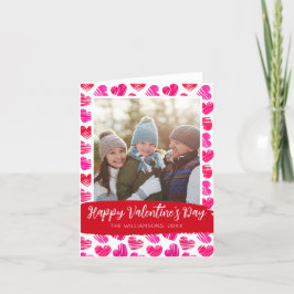 Happy Valentines Day モダン Red Pinkハート写真 シーズンカード