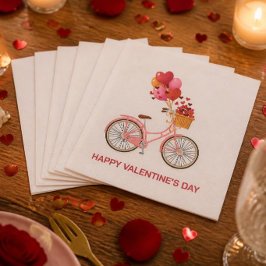 Happy Valentine's Day | 自転車と風船 スタンダードカクテルナプキン