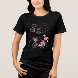 Happy Valentine's Day 14 February Floral Bicycle トライブレンドＴシャツ