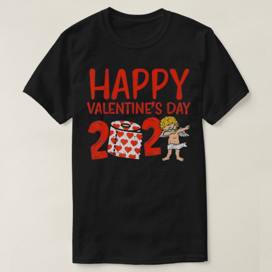 Happy Valentines Day 2021 Cupid Face Mask Quaranti Tシャツ (デザイン正面)