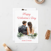 happy valentines day 2 photos illustration red  ノートカード (正面/裏面インサイチュ)