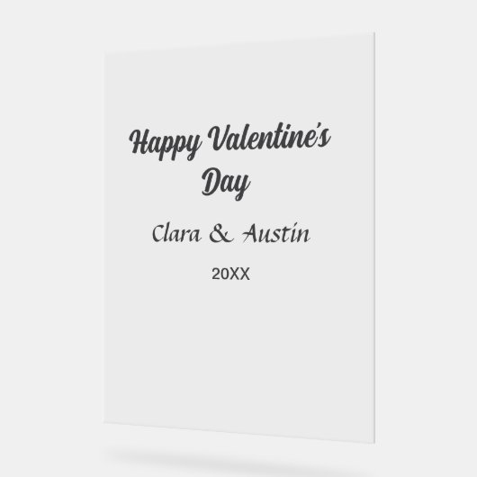 Happy Valentine's day add name date simple minimal アクリルサイン (傾斜)