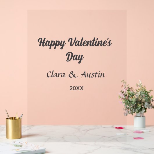 Happy Valentine's day add name date simple minimal アクリルサイン (ウェディング)