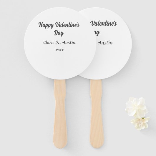 Happy Valentine's day add name date simple minimal ハンドファン (正面&裏面)