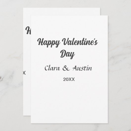 Happy Valentine's day add name date simple minimal 招待状 (正面/裏面)