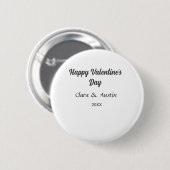 Happy Valentine's day add name date simple minimal 缶バッジ (正面&裏面)