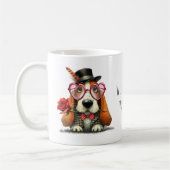 Happy Valentine's Day Adorable Basset Hound コーヒーマグカップ (左)