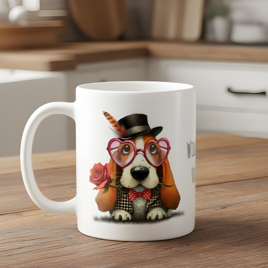 Happy Valentine's Day Adorable Basset Hound コーヒーマグカップ