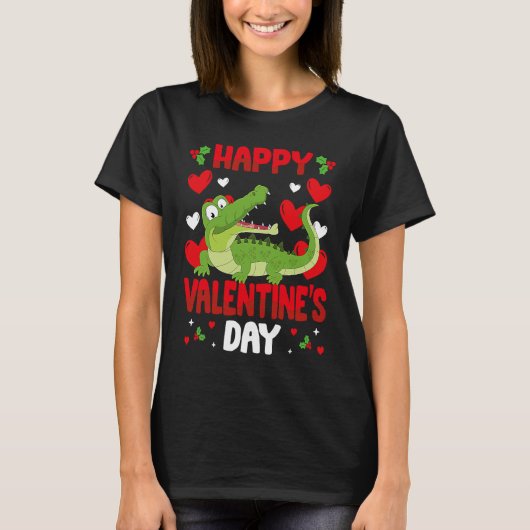 Happy Valentines Day Alligators Heart Love Animal Tシャツ (正面)