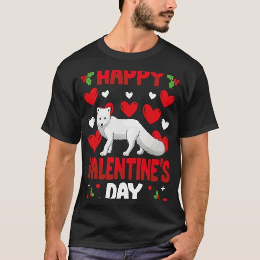 Happy Valentines Day Arctic Foxes Heart Love Anima Tシャツ (正面)
