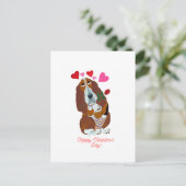 Happy Valentine's Day Basset Doggie Card シーズンポストカード (スタンド正面)
