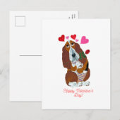 Happy Valentine's Day Basset Doggie Card シーズンポストカード (正面/裏面)