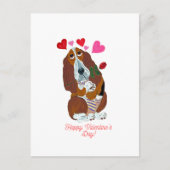 Happy Valentine's Day Basset Doggie Card シーズンポストカード (正面)