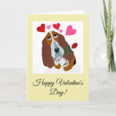 Happy Valentine's Day Basset Hound Doggie Card カード (正面)