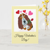 Happy Valentine's Day Basset Hound Doggie Card カード (黄色い花)
