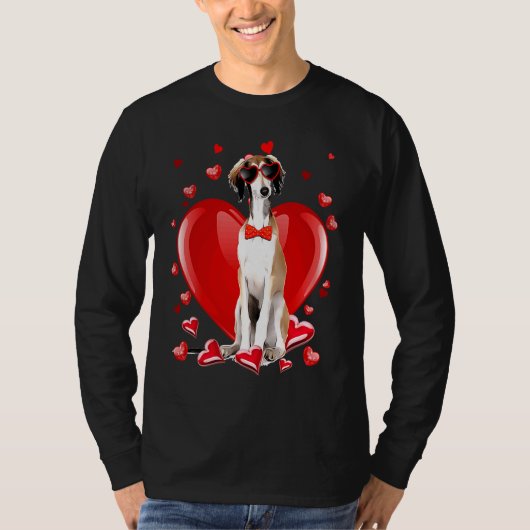 Happy Valentines Day Borzoi   Dog  V Day Tシャツ (正面)