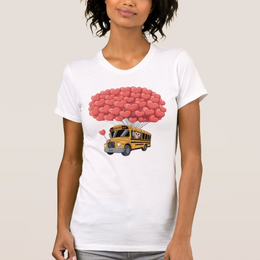 Happy Valentine's Day Bus with Owl Tシャツ (正面)