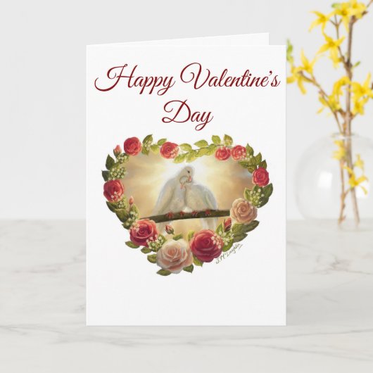 'Happy Valentine's Day' Card - Art by Jenny  カード (黄色い花)