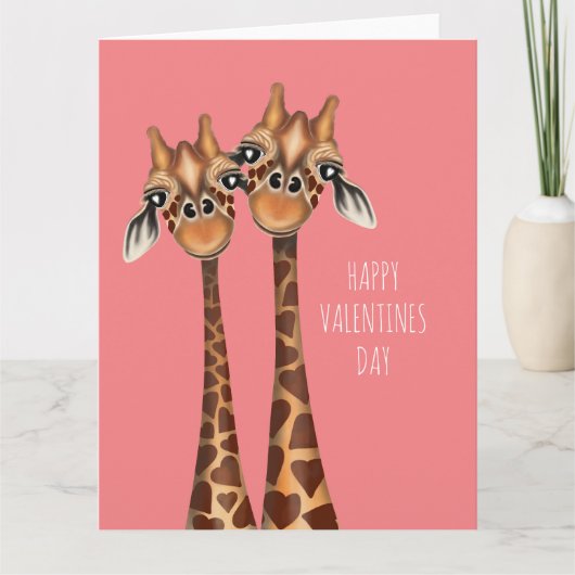 Happy Valentines Day Card - Loving Giraffes カード (正面)
