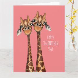 Happy Valentines Day Card - Loving Giraffes カード