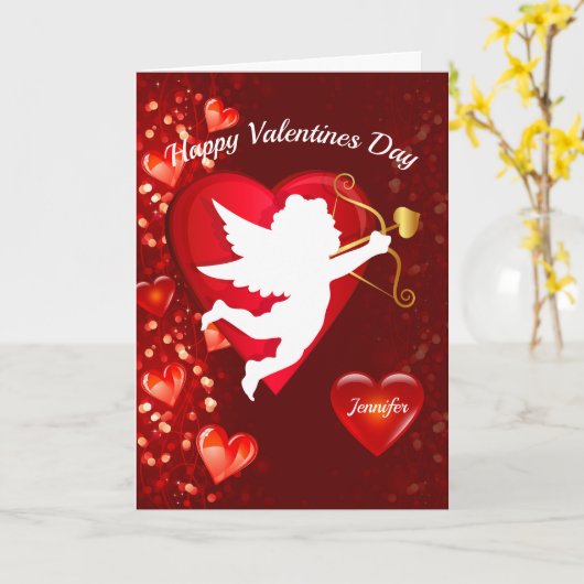 Happy Valentine's Day Card Personalize Name カード (黄色い花)
