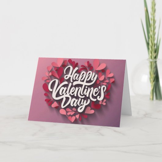 Happy Valentine's day card pink card 3D papercut サンキューカード (正面)