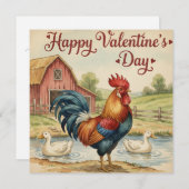Happy Valentine's Day card Rooster Chicken  ノートカード (正面/裏面)