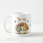 Happy Valentine's Day Charming Geese コーヒーマグカップ (左)
