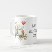 Happy Valentine's Day Charming Love Birds コーヒーマグカップ (正面左)
