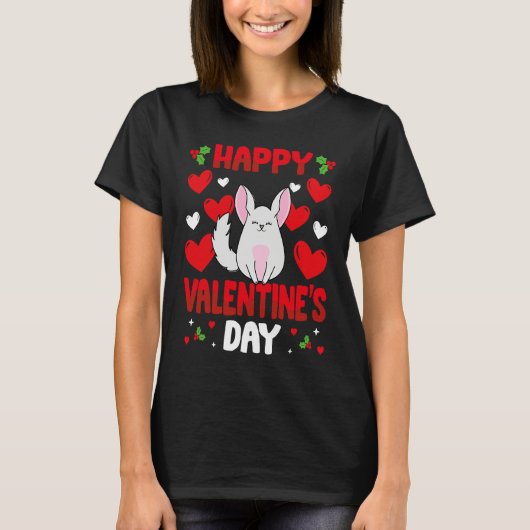 Happy Valentines Day Chinchilla Heart Love Animal Tシャツ (正面)