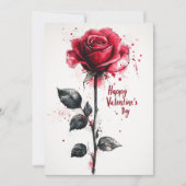 Happy Valentine's Day – Classic Red Rose カード (正面)