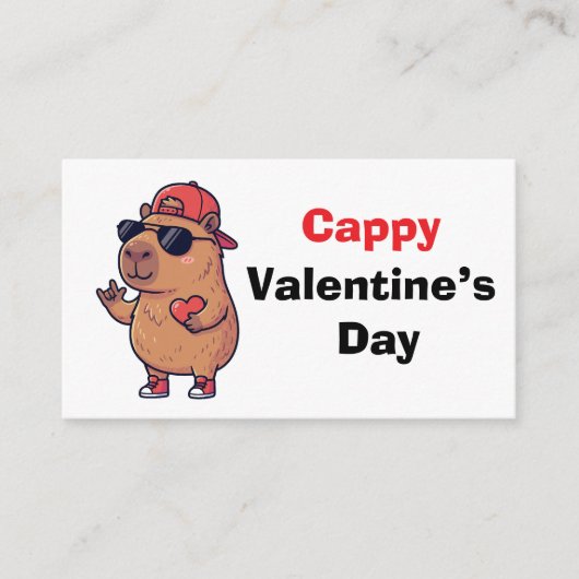 Happy Valentine's Day Cool Capybara Classroom Card エンクロージャーカード (正面)
