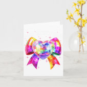 Happy Valentine's Day Coquette Disco Ball Heart Gi カード (黄色い花)