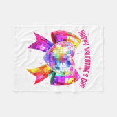 Happy Valentine's Day Coquette Disco Ball Heart Gi フリースブランケット (正面(横))