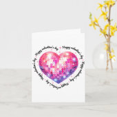 Happy Valentine's Day Coquette Nk Disco Ball Heart カード (黄色い花)