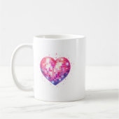 Happy Valentine's Day Coquette Nk Disco Ball Heart コーヒーマグカップ (左)
