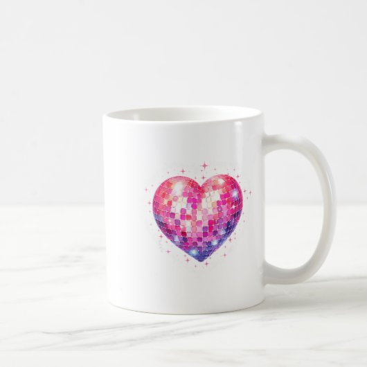 Happy Valentine's Day Coquette Nk Disco Ball Heart コーヒーマグカップ (右)