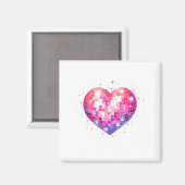 Happy Valentine's Day Coquette Nk Disco Ball Heart マグネット (正面/裏面)