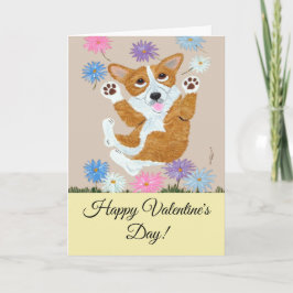 Happy Valentine's Day Corgi Doggie Card カード