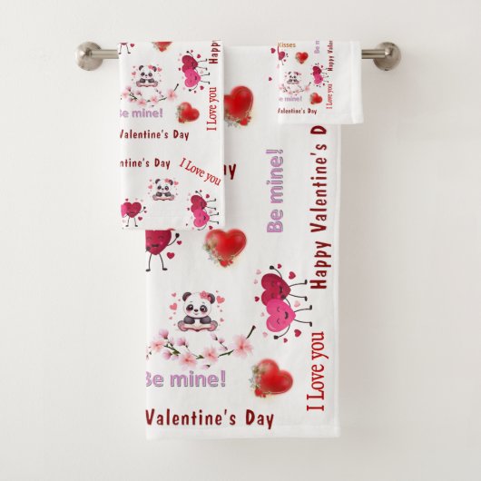 Happy Valentine's Day Couple  Bathroom Towel Sets  バスタオルセット (インサイチュ)