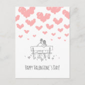 Happy Valentine's Day Couple Lovers Hearts シーズンポストカード (正面)