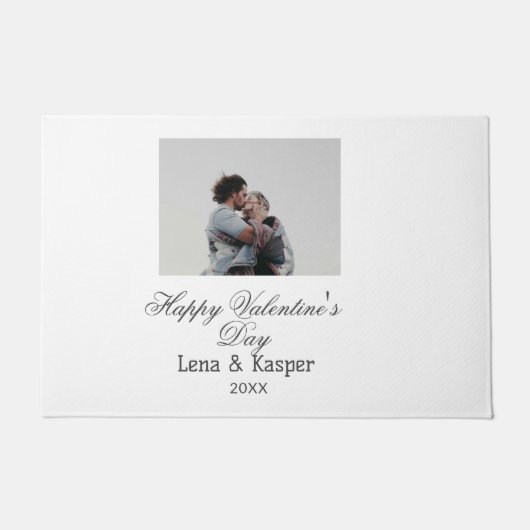 Happy Valentine's day couple photo modern simple t ドアマット (正面)