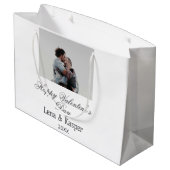 Happy Valentine's day couple photo modern simple t ラージペーパーバッグ (裏面アングル)