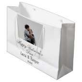 Happy Valentine's day couple photo modern simple t ラージペーパーバッグ (正面アングル)