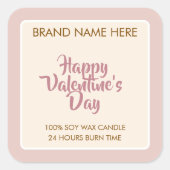 Happy Valentine's Day Custom Candle Labels  スクエアシール (正面)