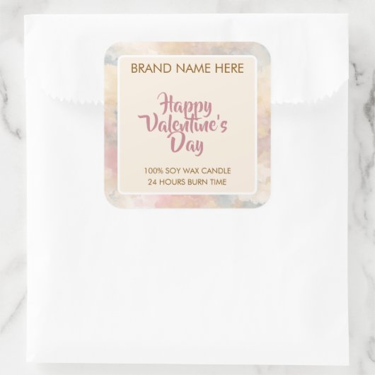Happy Valentine's Day Custom Candle Labels  スクエアシール (バッグ)