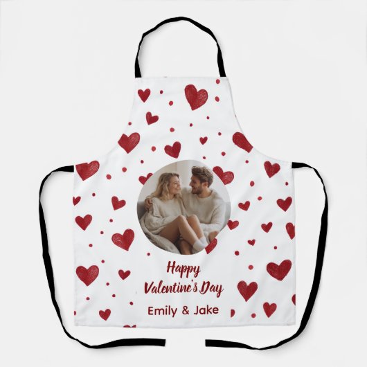 Happy Valentine's Day Custom Photo Apron  エプロン (正面)