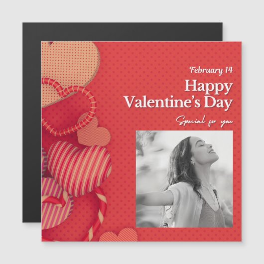 Happy valentine's day Custom Photo Red Hearts (正面/裏面)