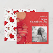 Happy valentine's day Custom Photo Red Hearts シーズンカード (正面/裏面)