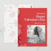 Happy valentine's day Custom Photo Red Hearts ポストカード (正面/裏面)